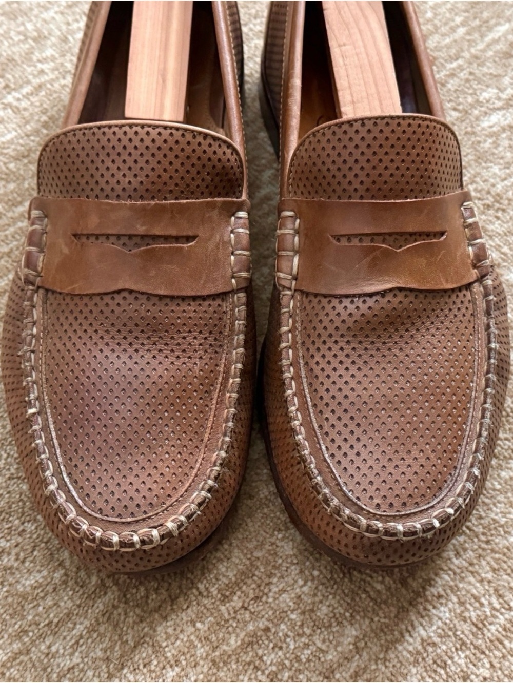 Martin Dingman Perforated Leather Penny Loafers